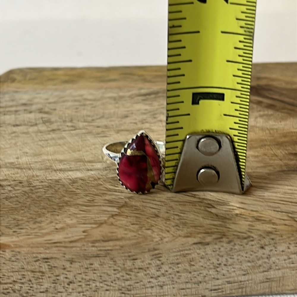 Red Rose Copper Dahlia 925 Solid Sterling Silver Gemstone Ring Size 8.25 - Picture 7 of 8